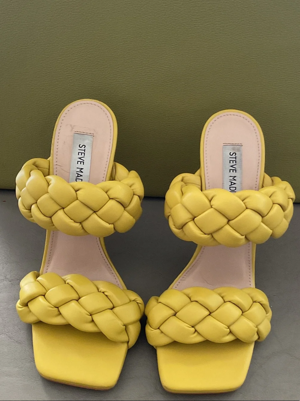Steve Madden Kenley Yellow Braided Slide Sandals